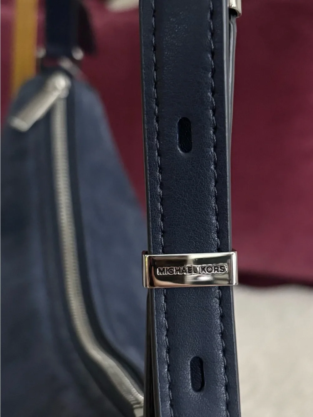 Michael Kors Nolita Medium Convertible Leather Shoulder Bag NWT Navy